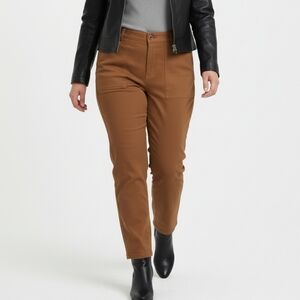 Eileen Fisher Soft Organic Cotton Twill Ankle Pants Rust Brown Size 12 bx27